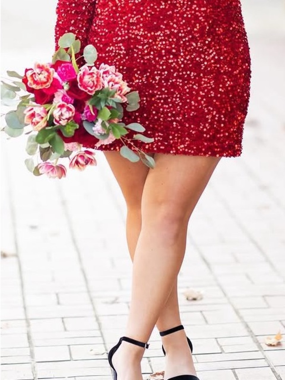 Sherri Hill Red Formal one sleeved dress with side cut out